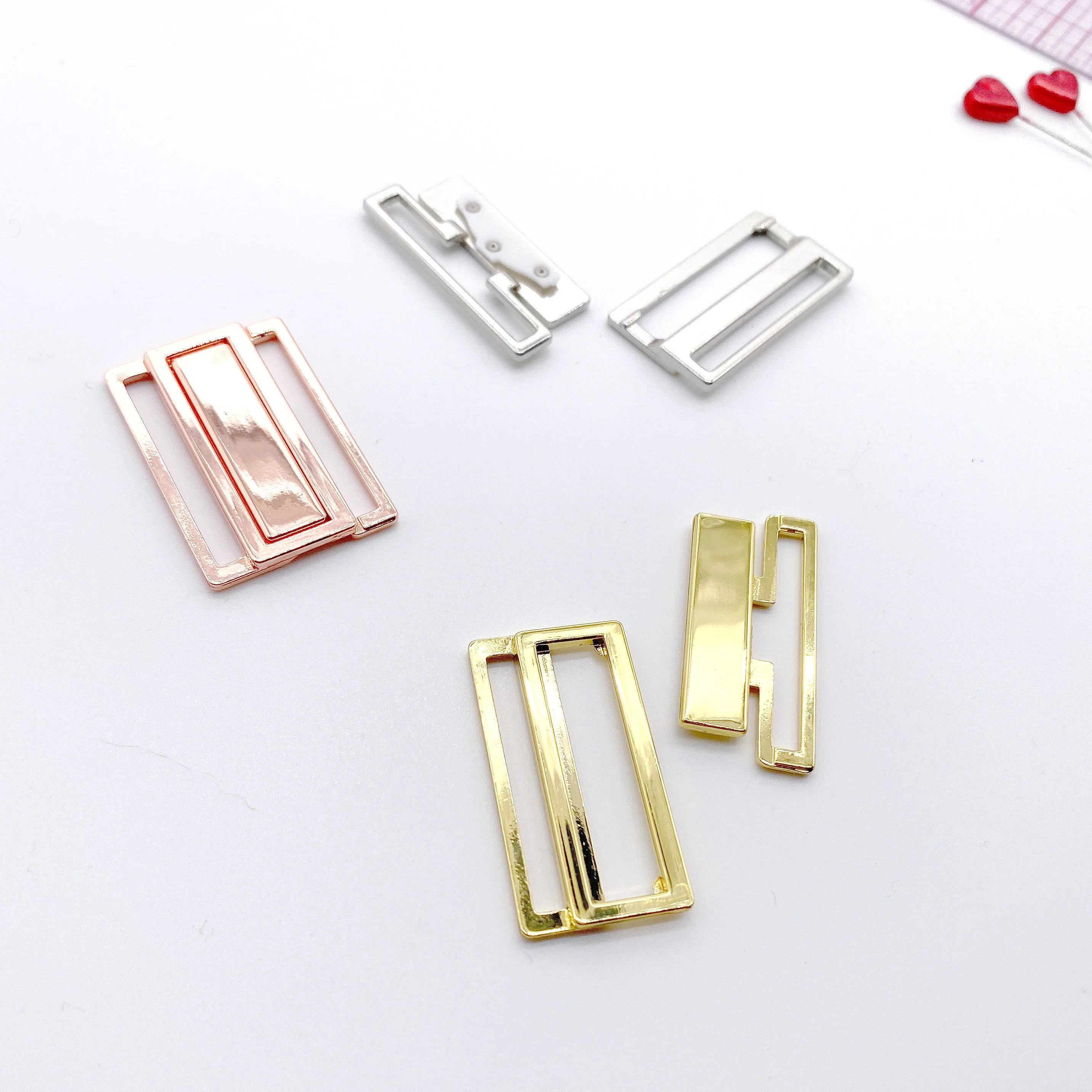 1 1/8" (30mm) Slim Metal Front Closures - Silver, Rose Gold or Gold for Bra, Swimwear and Lingerie - Image 4