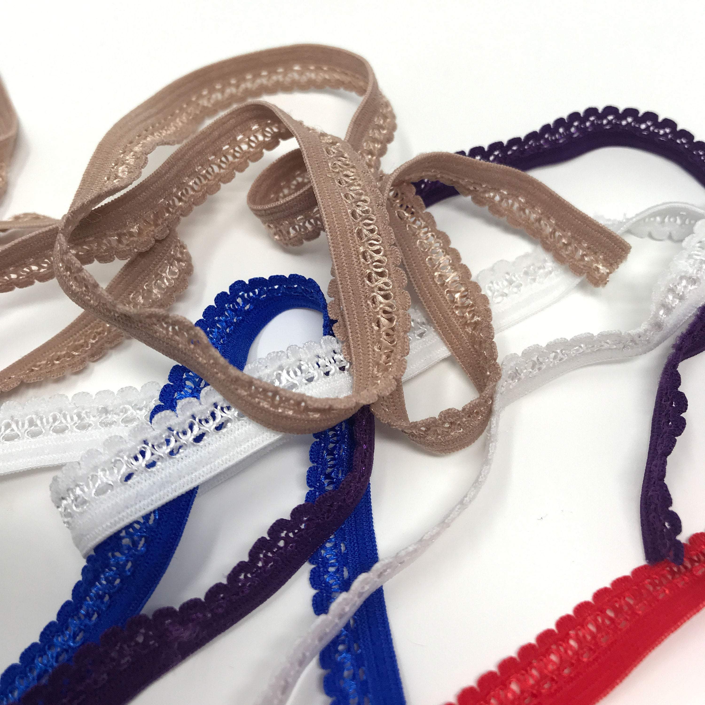 TO BE DISCONTINUED- 1/4" (6mm), 3/8" (10mm) edge to edge, Decorative Picot Elastic- 2 Yards - Image 4