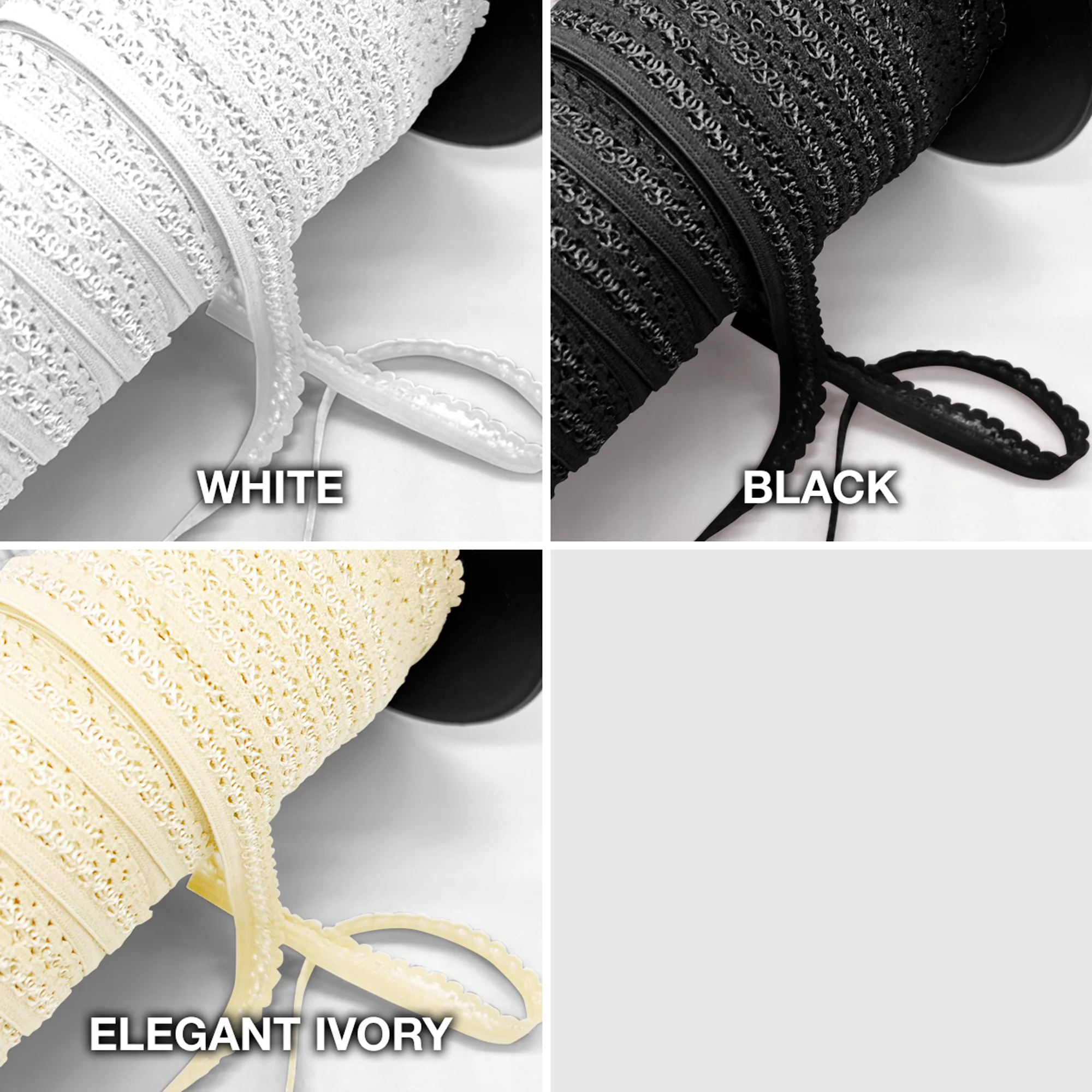 TO BE DISCONTINUED- 1/4" (6mm), 3/8" (10mm) edge to edge, Decorative Picot Elastic- 2 Yards - Image 5