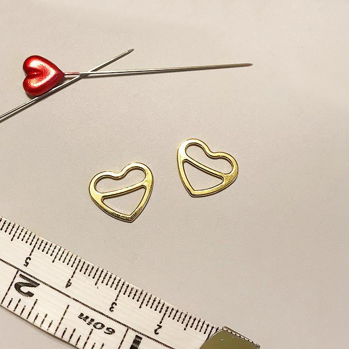 3/8" (10mm), 1/2" (12mm), 5/8" (15mm) Metal Heart-Shaped Bra Strap Sliders- Set of 2 - Image 4