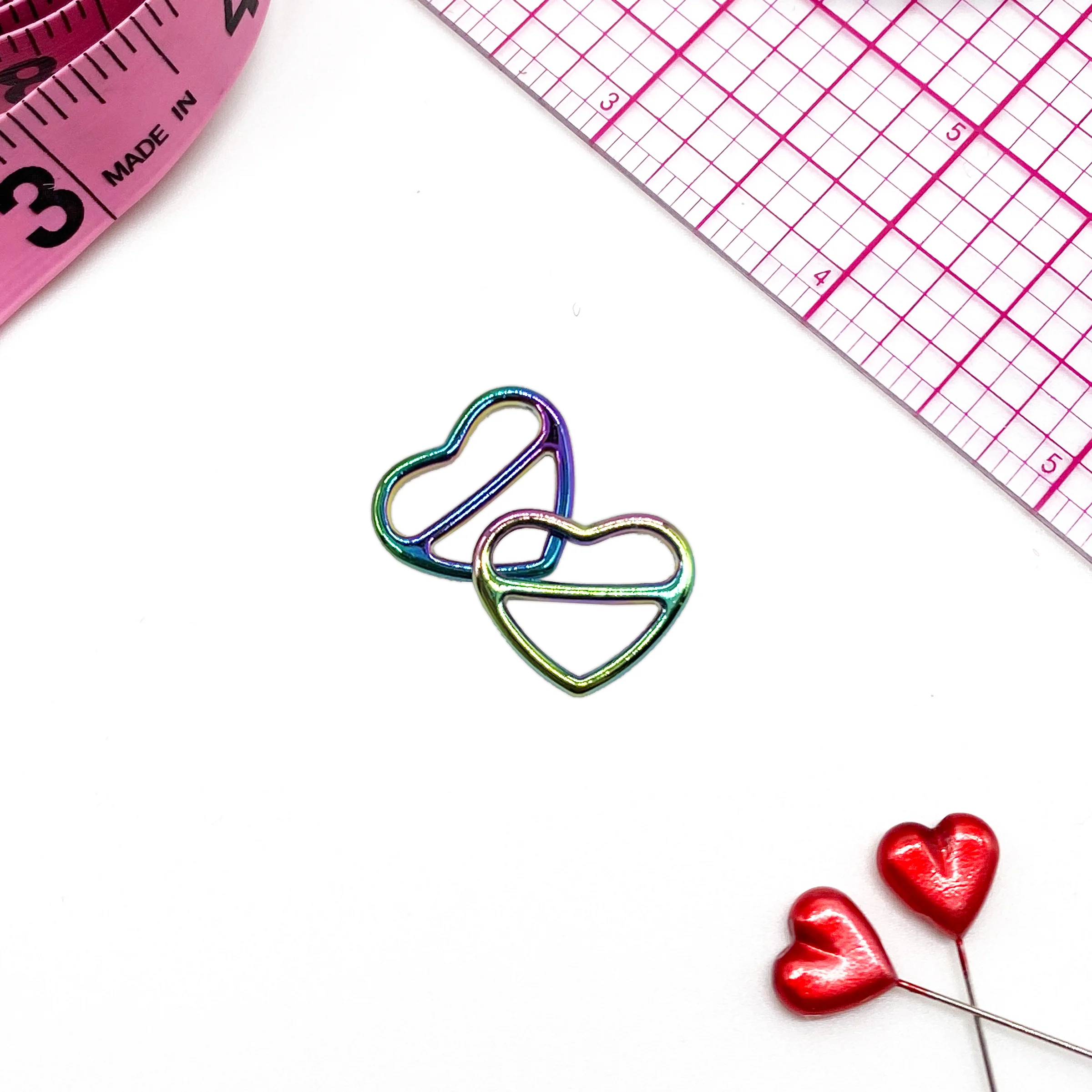 3/8" (10mm), 1/2" (12mm), 5/8" (15mm) Metal Heart-Shaped Bra Strap Sliders- Set of 2 - Image 8