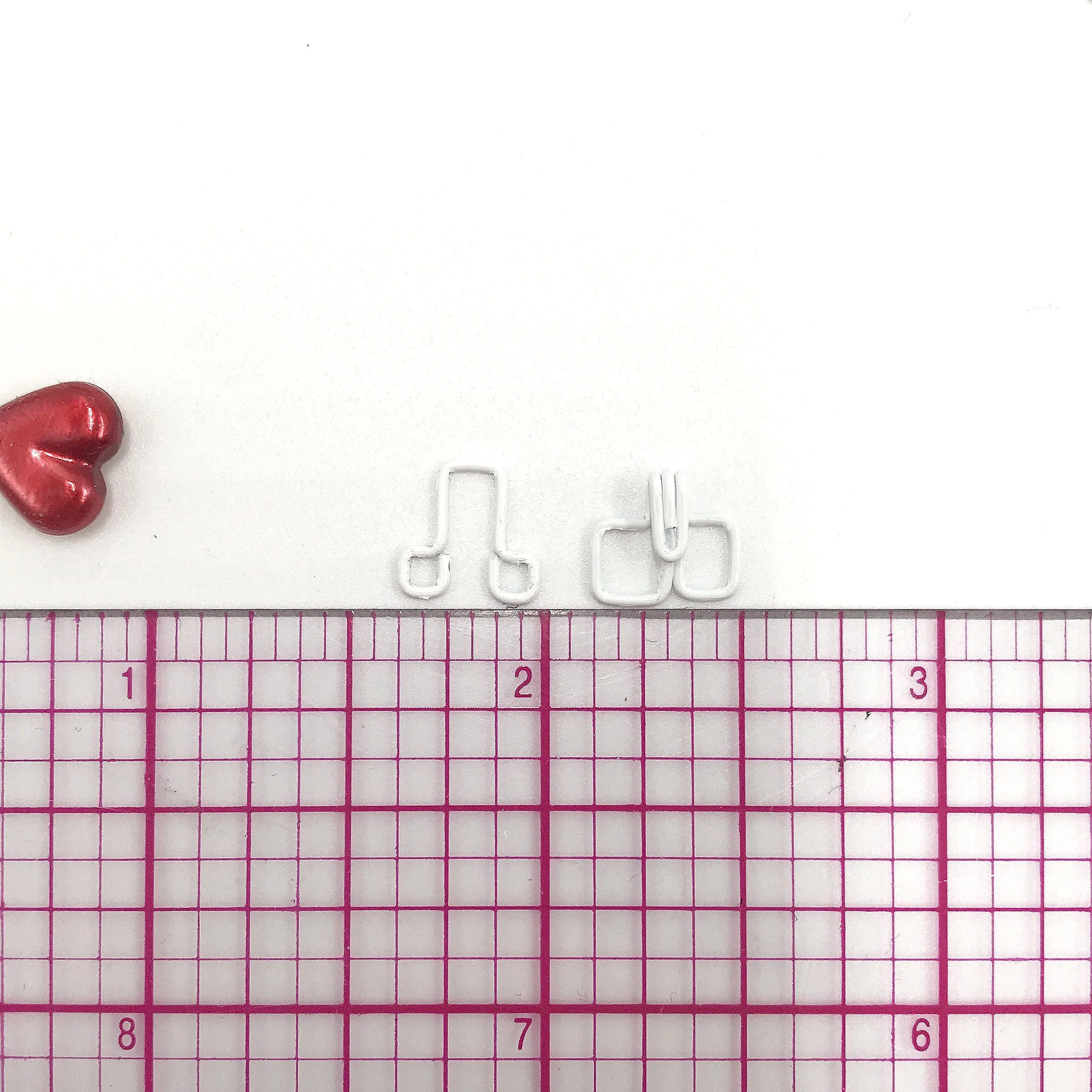 3/8" (10mm) Squared White Nylon Coated, Hook & Eye Fasteners- Set of 6 - Image 3