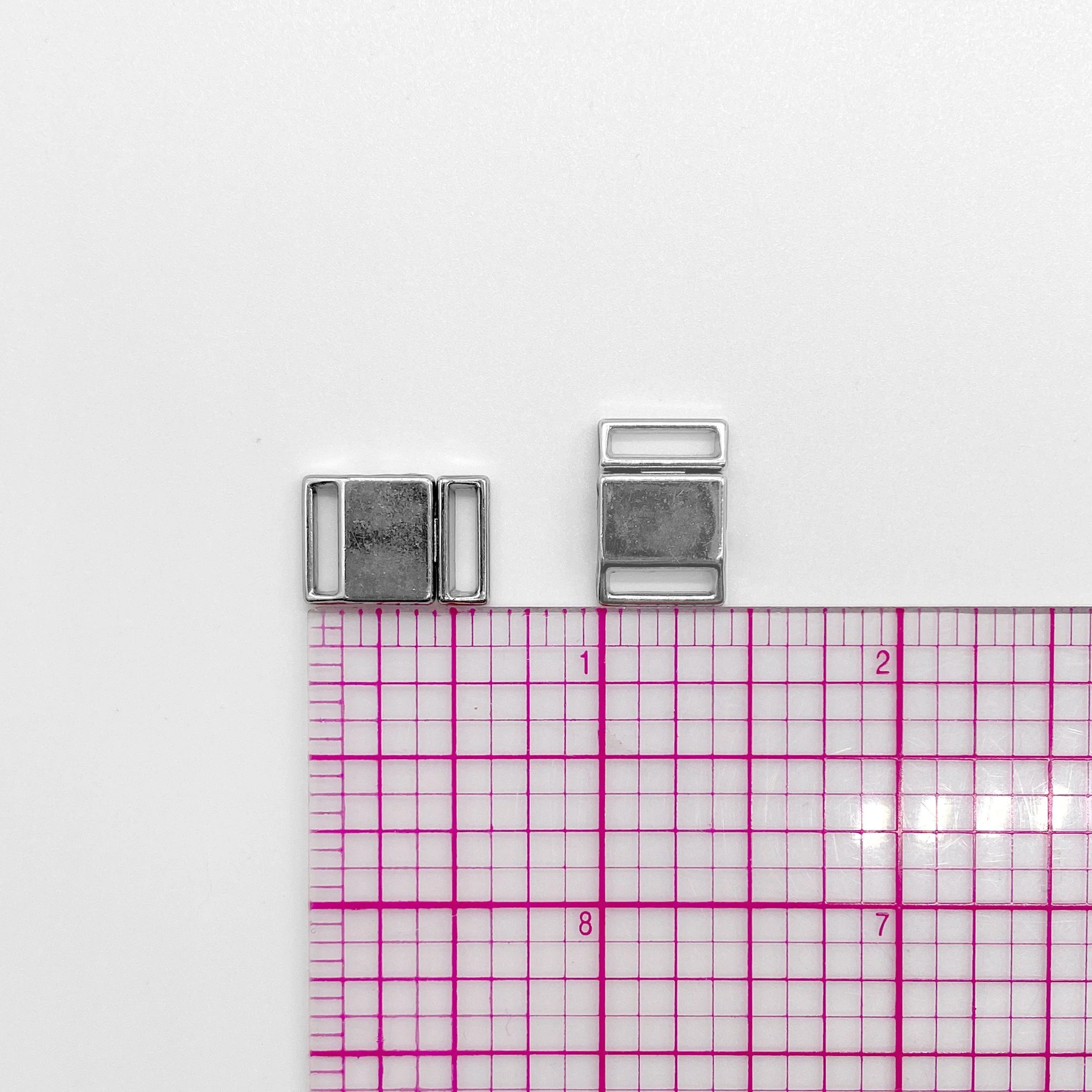 3/8" (9 mm) Metal Front Closures in Silver for Bra, for Swimwear or Lingerie - Image 3