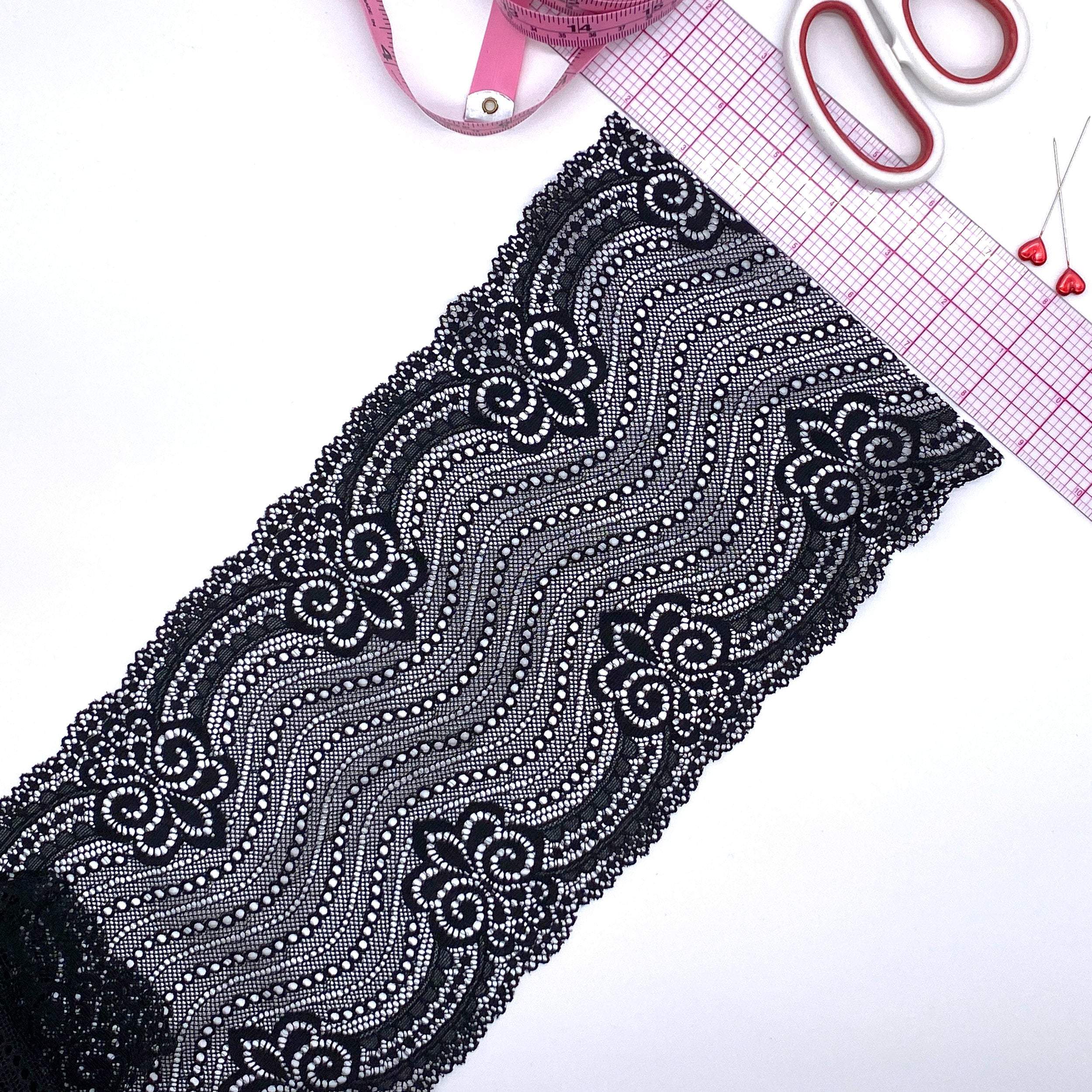 6 1/4" (16cm) Stretch Lace, Soft, High-Quality in White, Black, Ivory or Red- by the 1 yard - Image 3