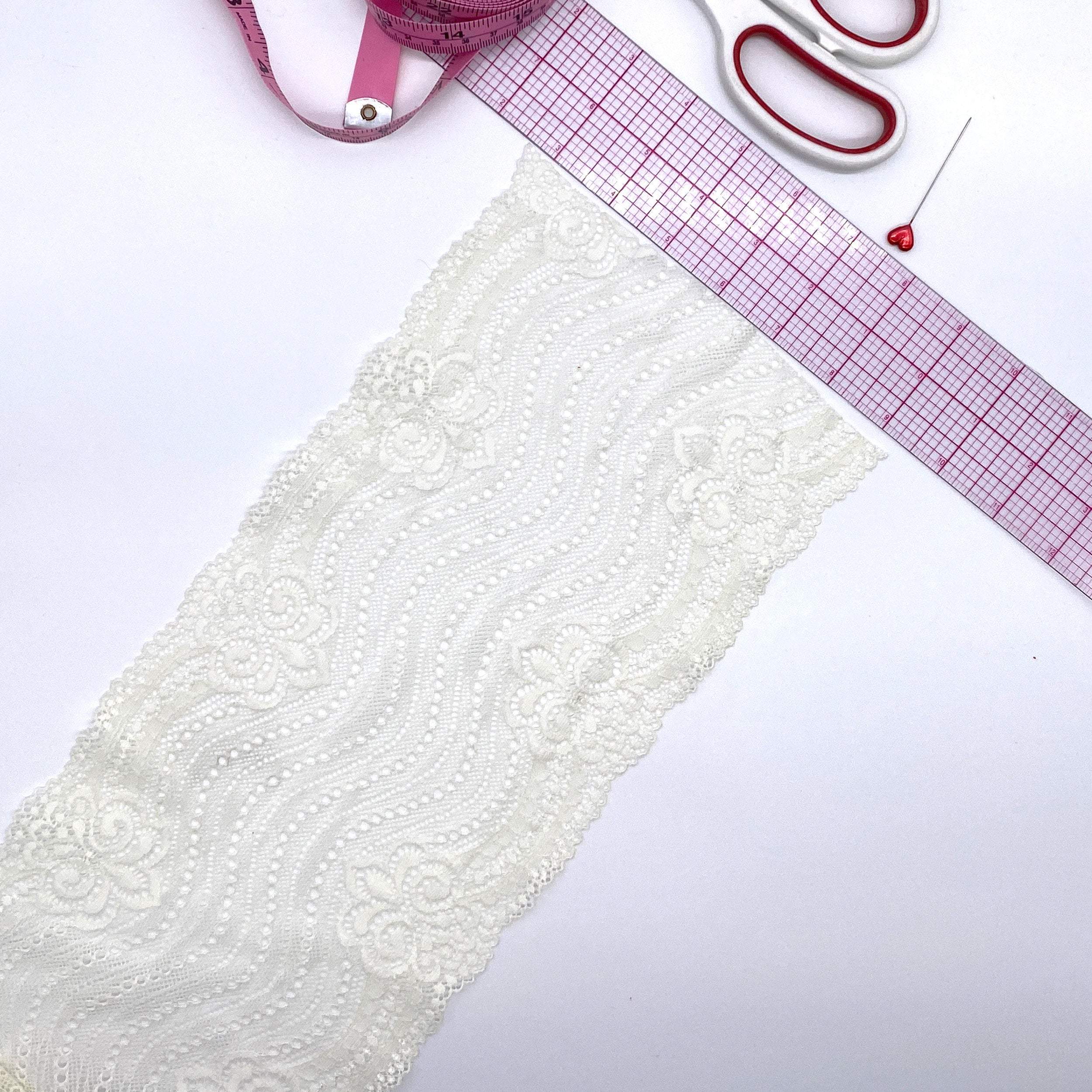6 1/4" (16cm) Stretch Lace, Soft, High-Quality in White, Black, Ivory or Red- by the 1 yard - Image 5