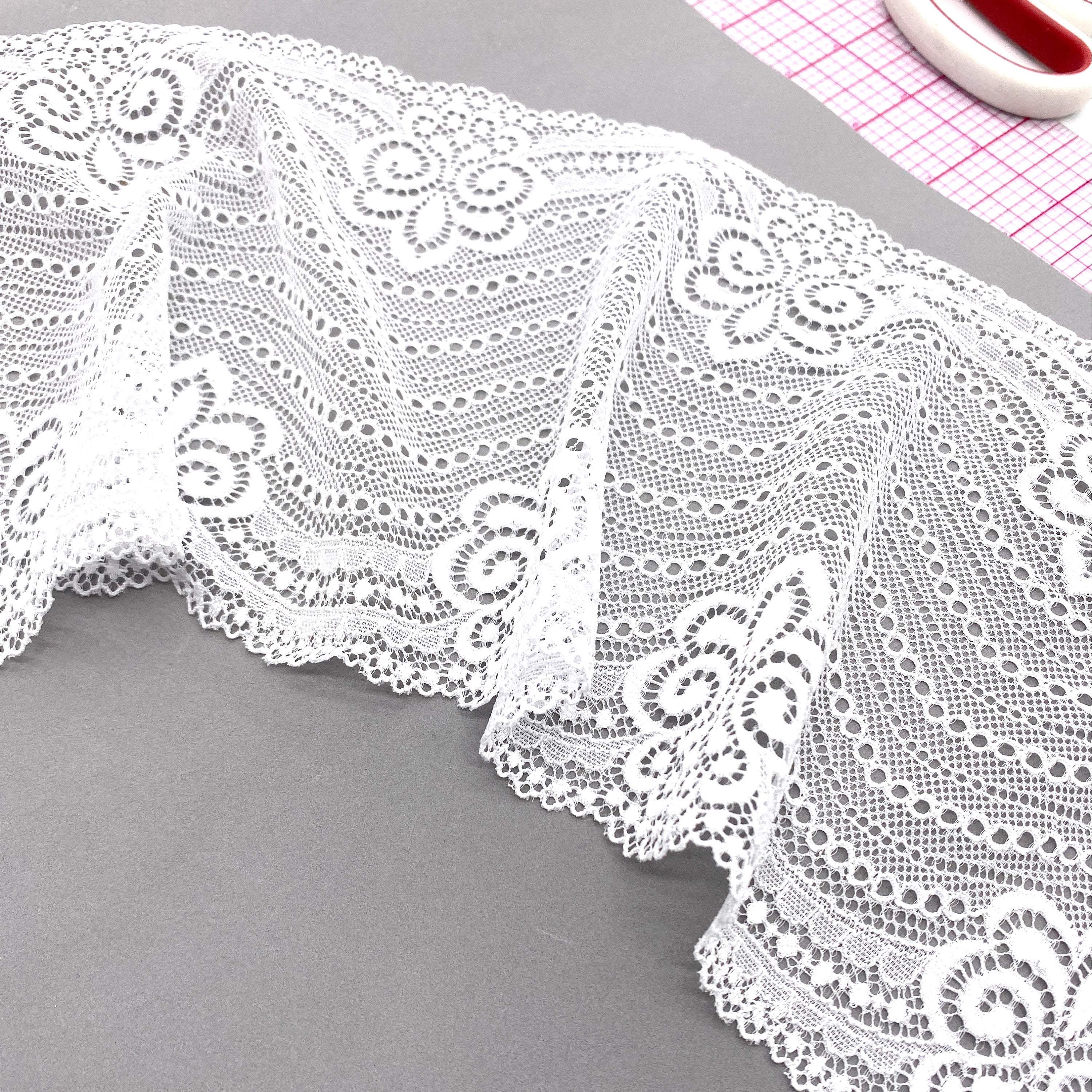 6 1/4" (16cm) Stretch Lace, Soft, High-Quality in White, Black, Ivory or Red- by the 1 yard - Image 6