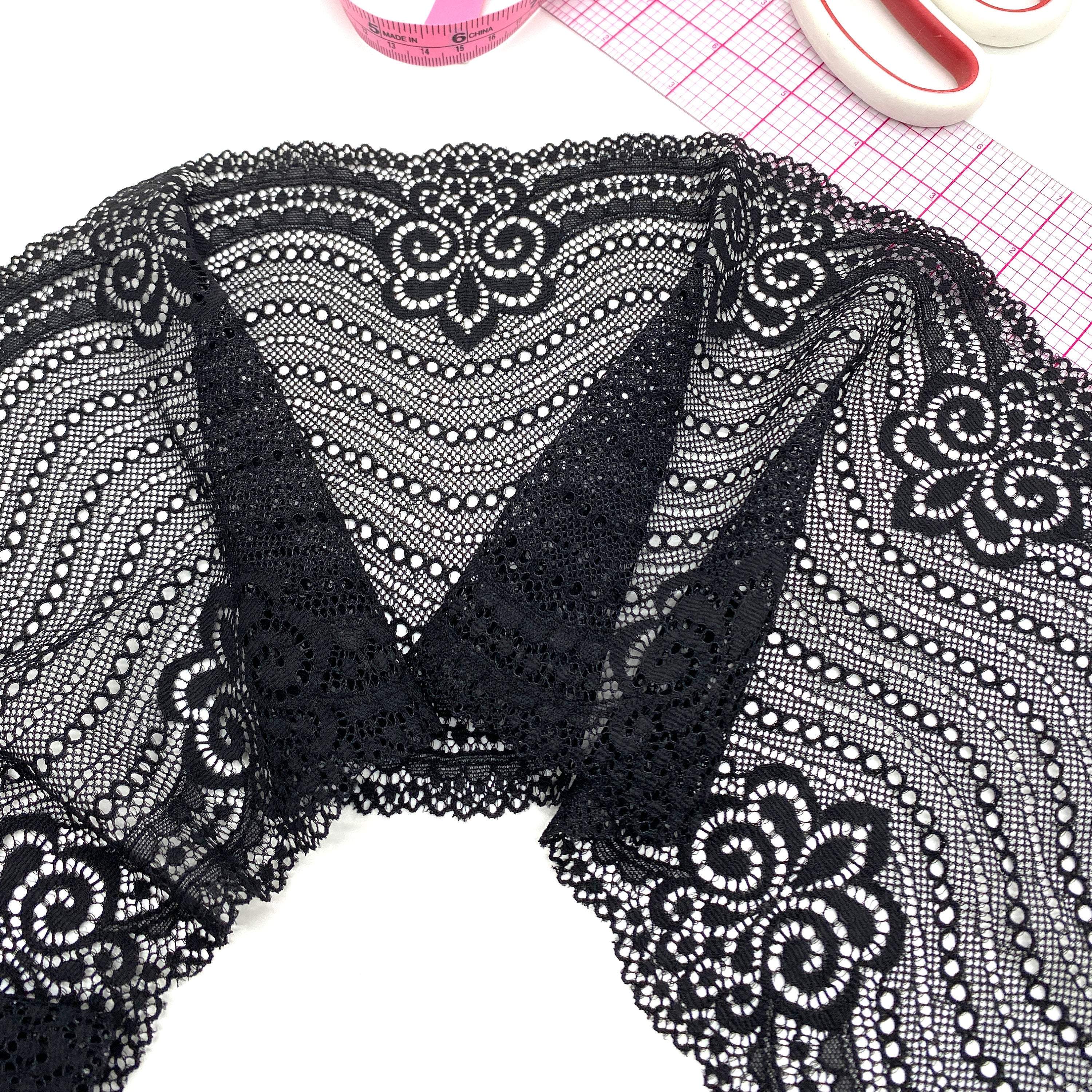 6 1/4" (16cm) Stretch Lace, Soft, High-Quality in White, Black, Ivory or Red- by the 1 yard - Image 7