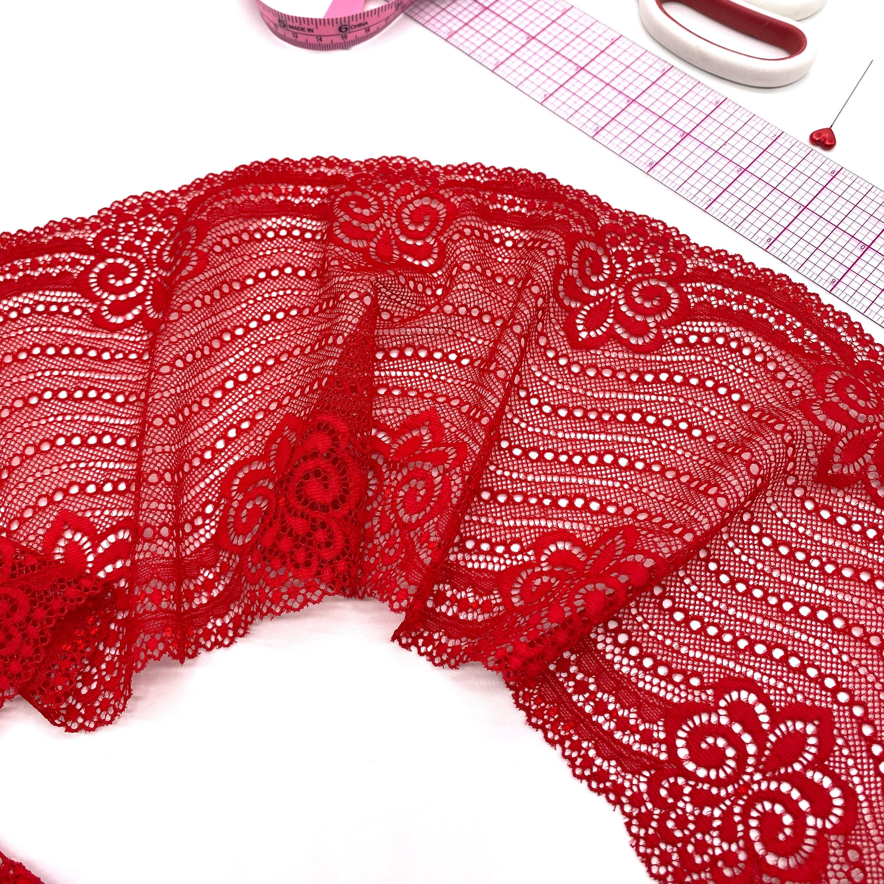 6 1/4" (16cm) Stretch Lace, Soft, High-Quality in White, Black, Ivory or Red- by the 1 yard - Image 8