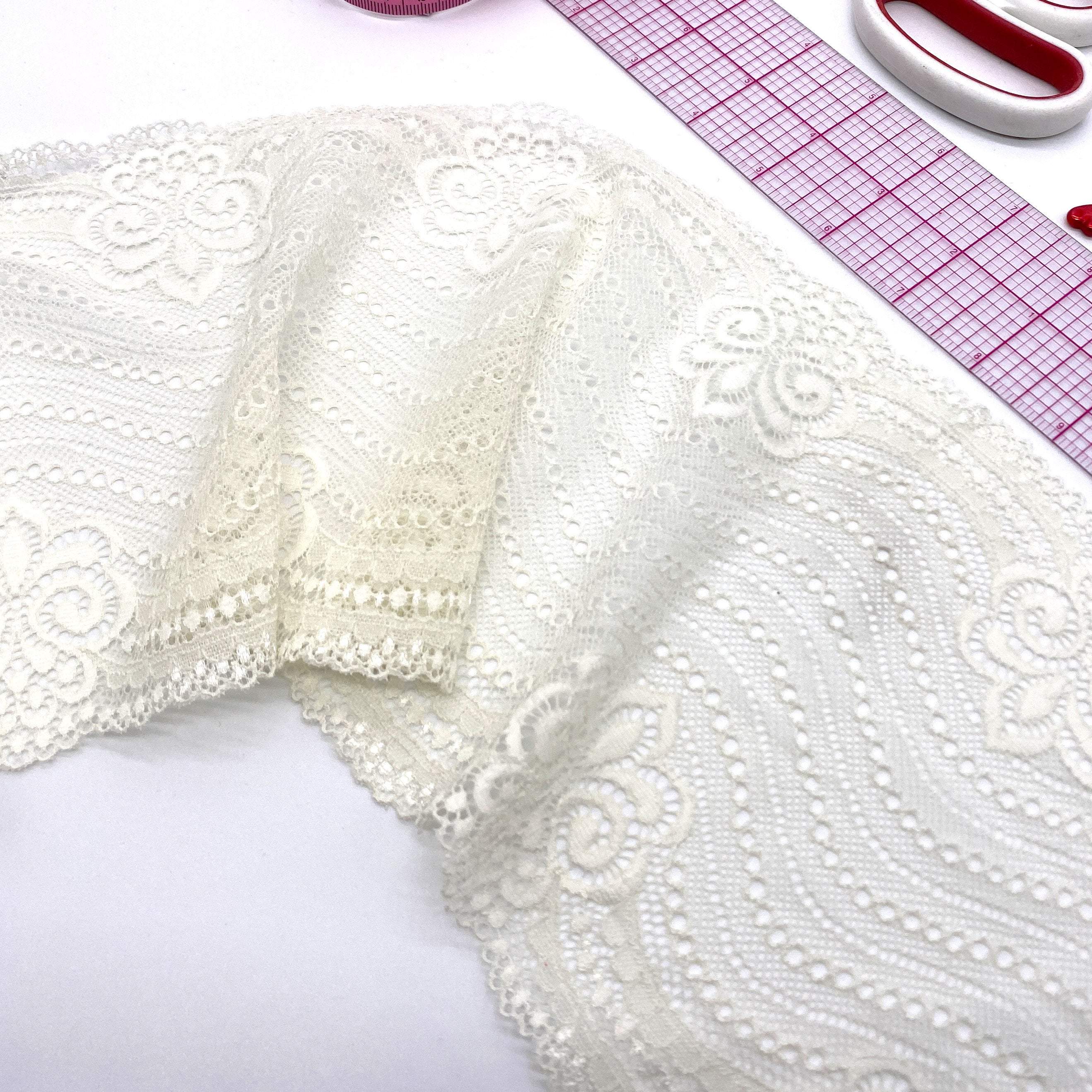 6 1/4" (16cm) Stretch Lace, Soft, High-Quality in White, Black, Ivory or Red- by the 1 yard - Image 9