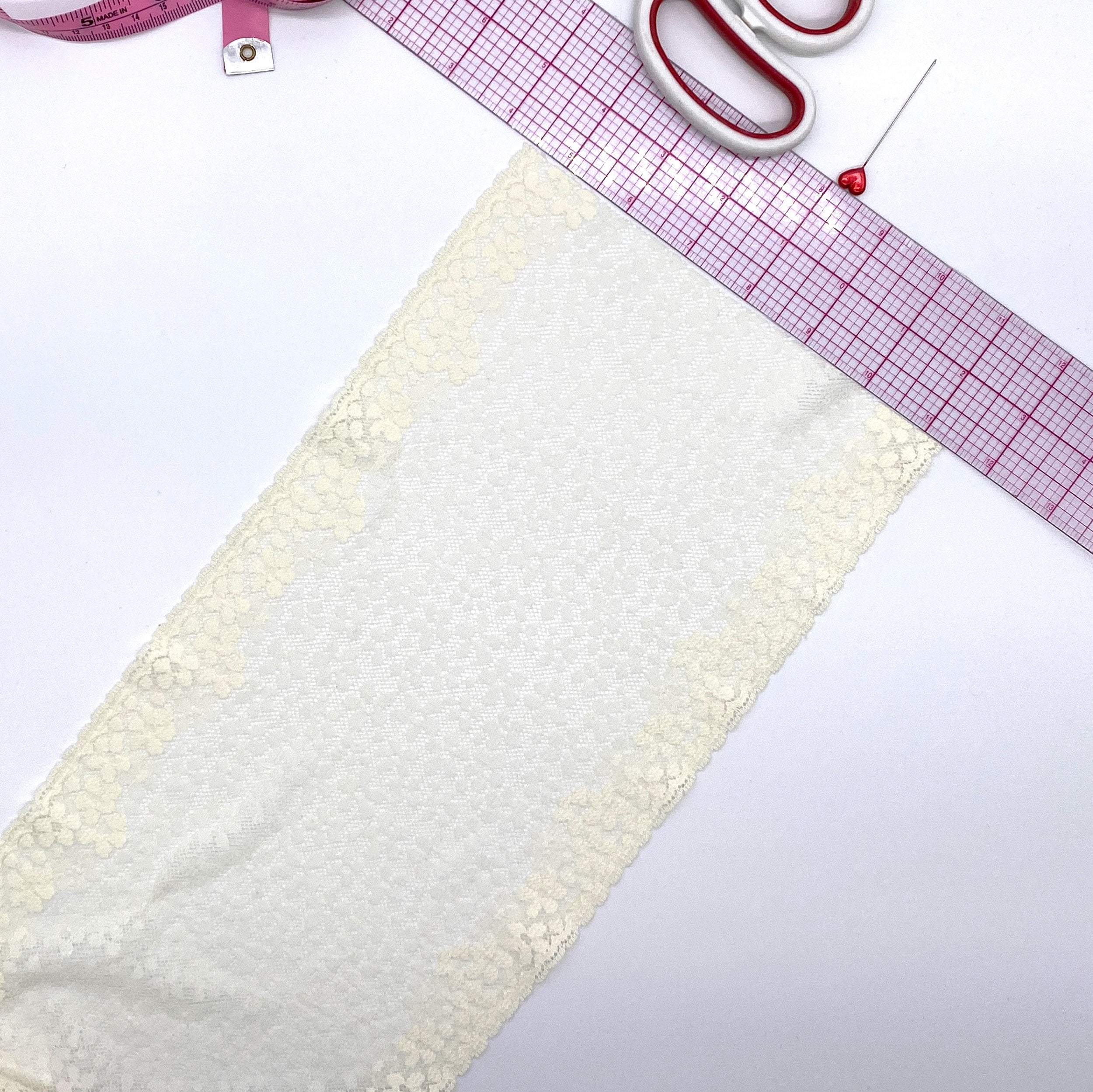 6 3/4" (17cm) Stretch Lace, Soft, High-Quality in White, Black or Ivory- by the 1 yard - Image 4