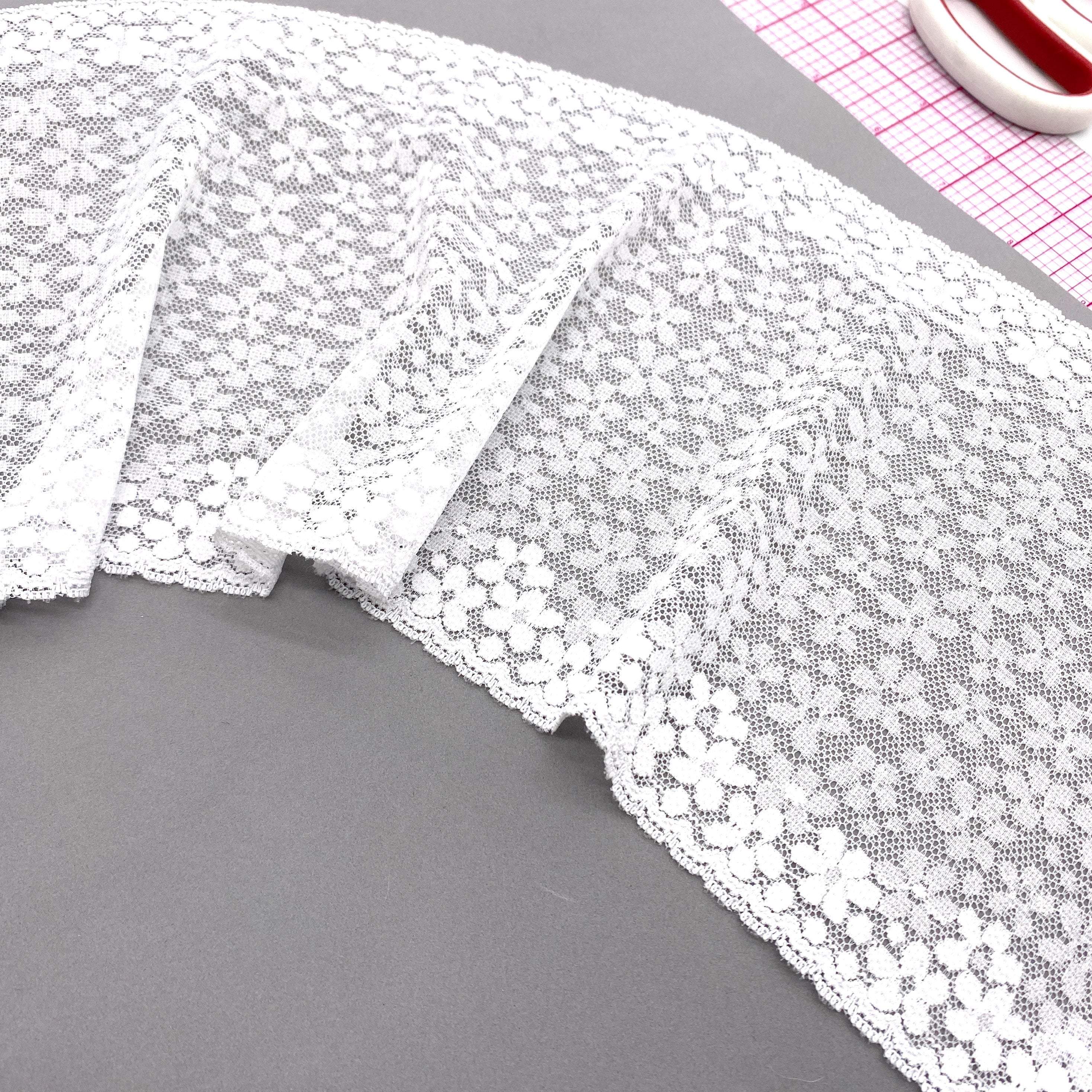 6 3/4" (17cm) Stretch Lace, Soft, High-Quality in White, Black or Ivory- by the 1 yard - Image 5