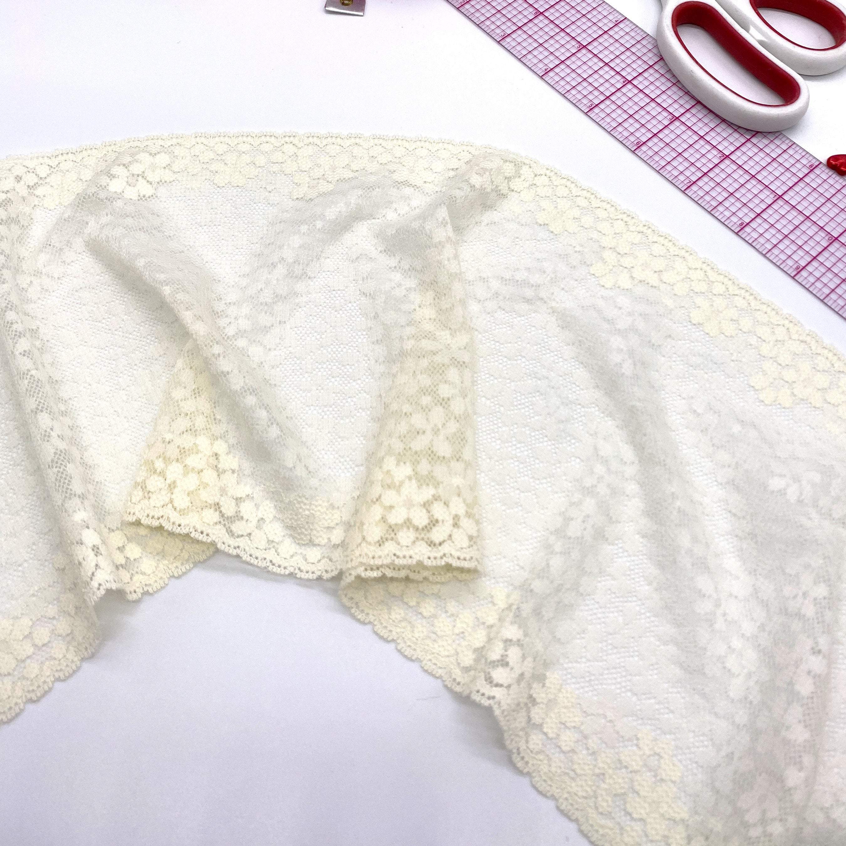 6 3/4" (17cm) Stretch Lace, Soft, High-Quality in White, Black or Ivory- by the 1 yard - Image 7