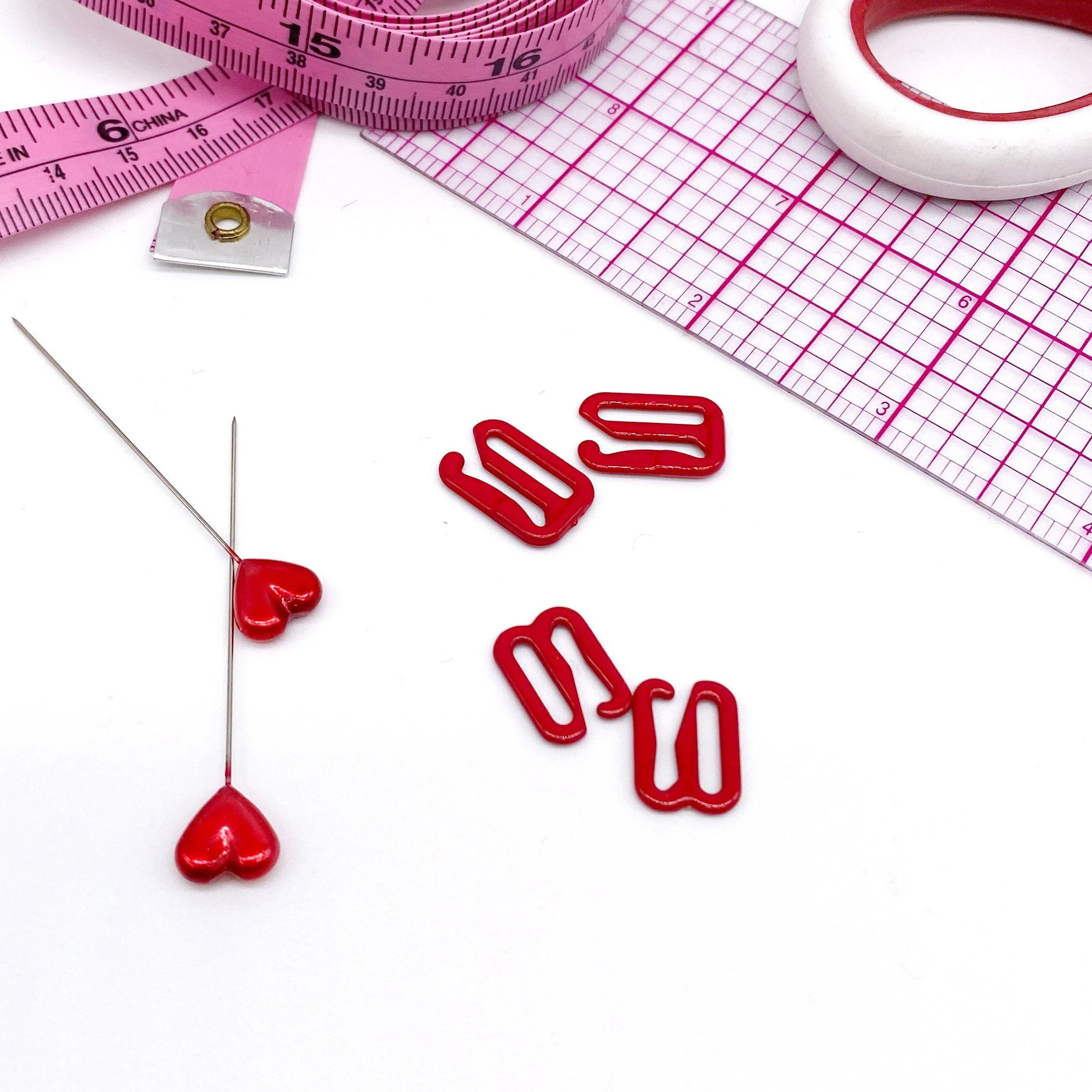 CLEARANCE- 5 Pair of Bra Strap Slider G Hooks in Enamel Coated Regal Red for Swimwear or Bra making- 3/8" or 1/2" - Image 3