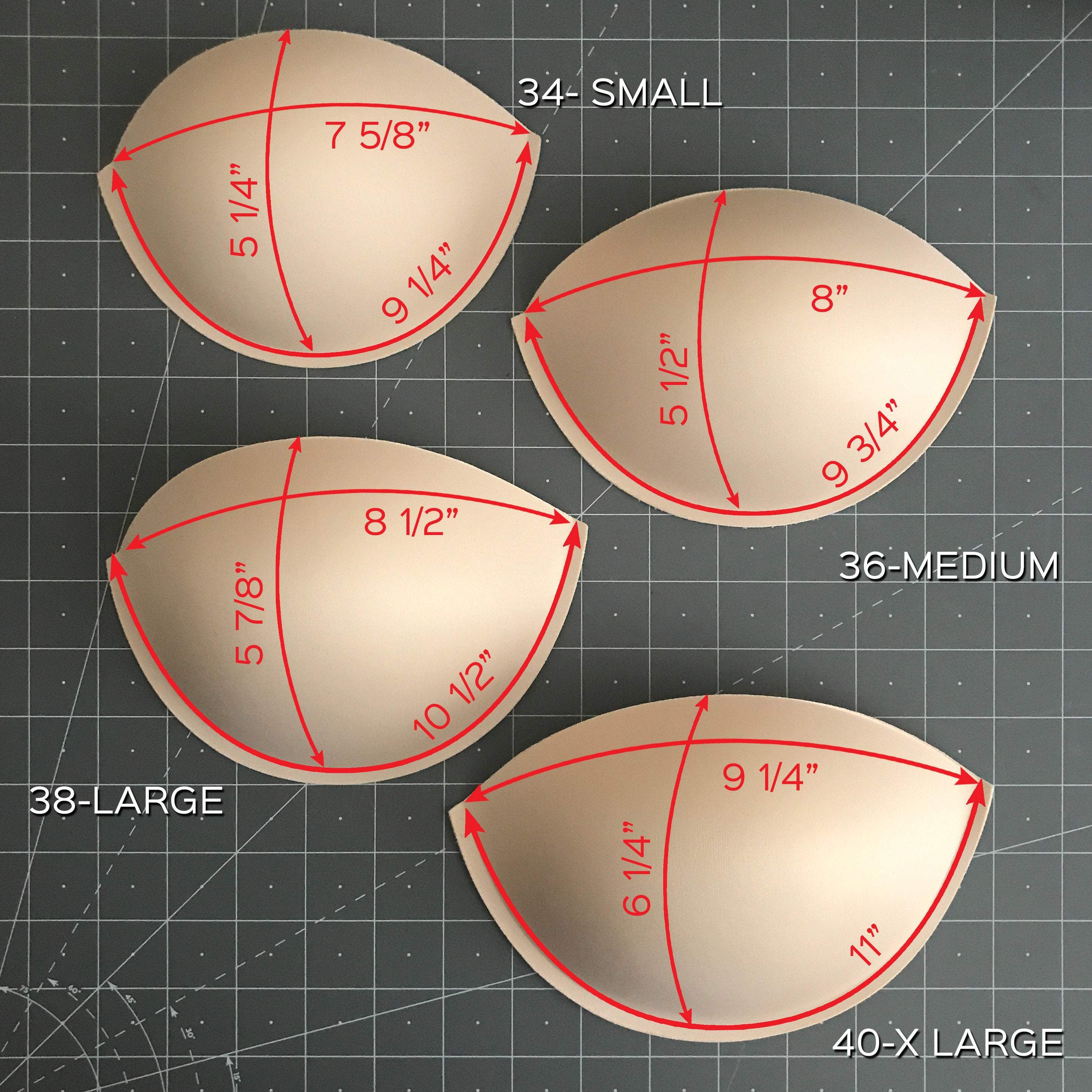 Push Up Molded Bra Cups, Almond Shaped with Seam, Inserts or Sewn In for Lingerie, Dance Costumes, Dresses or Swimwear- Sizes S, M, L, XL - Image 3
