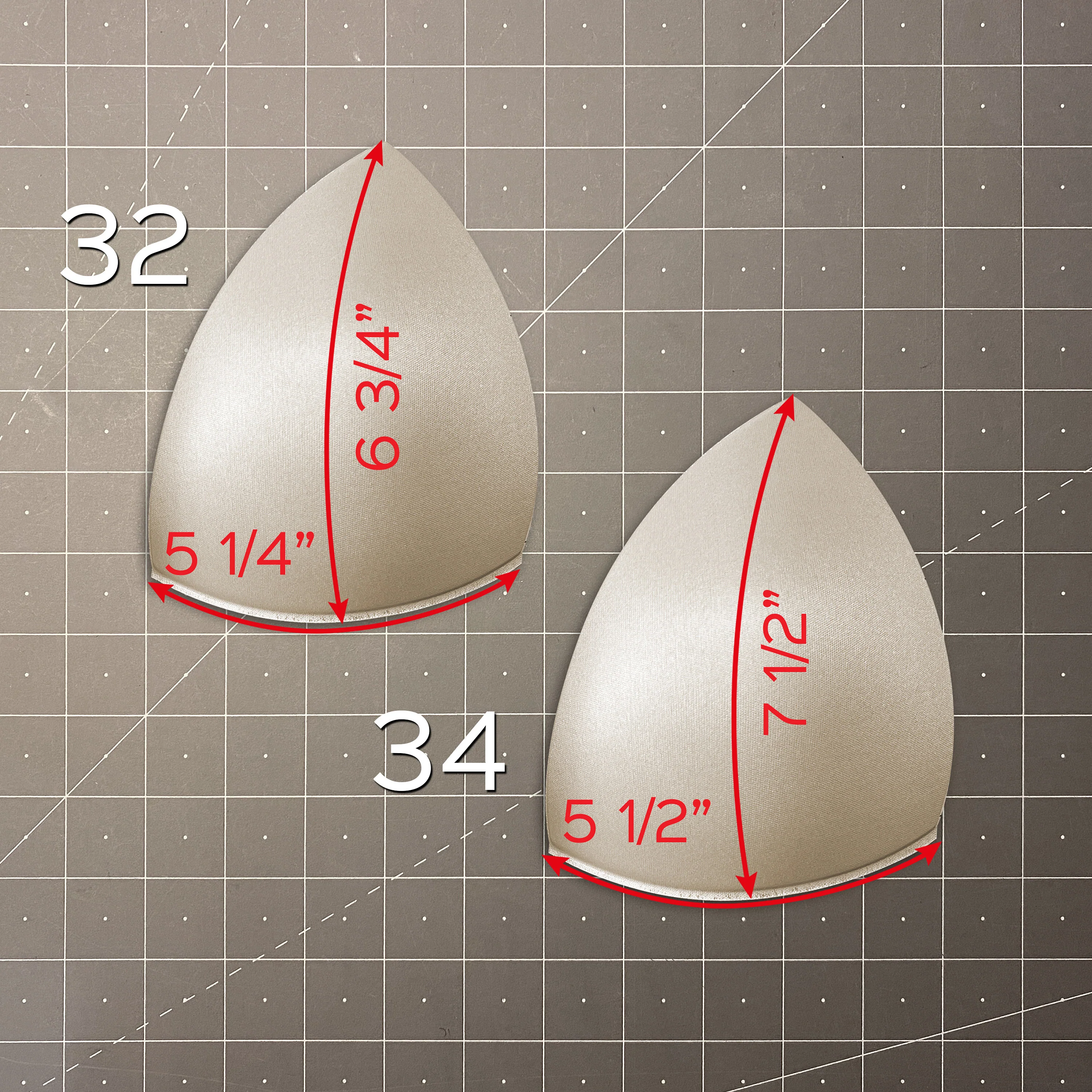 Push Up Triangular Shaped Style 2, Bra Cups or Sewn In for Lingerie, Swimwear, Dance Costumes, Dresses - Sizes 32-38 - Image 3