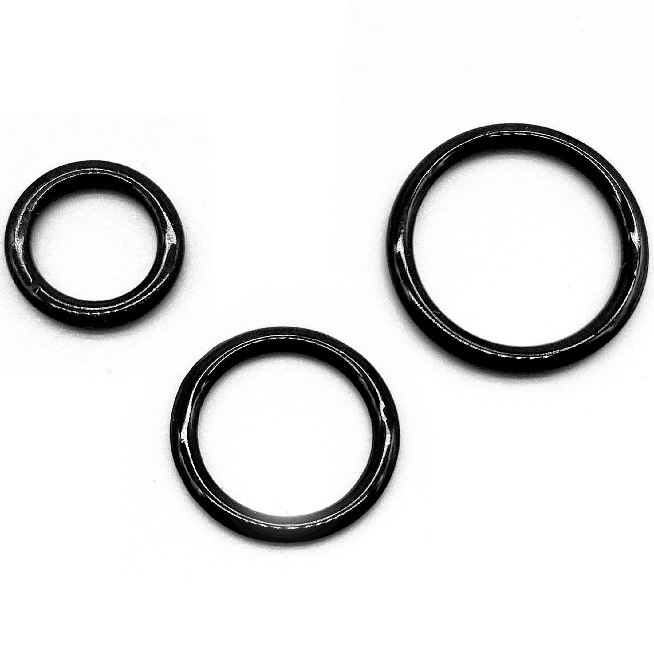 CLEARANCE- 5 Pair of Rings OR Sliders Bra Strap Sliders in Black Enamel for Bra making or Swimwear - 1/4"/6mm, 3/8"/10mm, 1/2"/12mm - Image 4