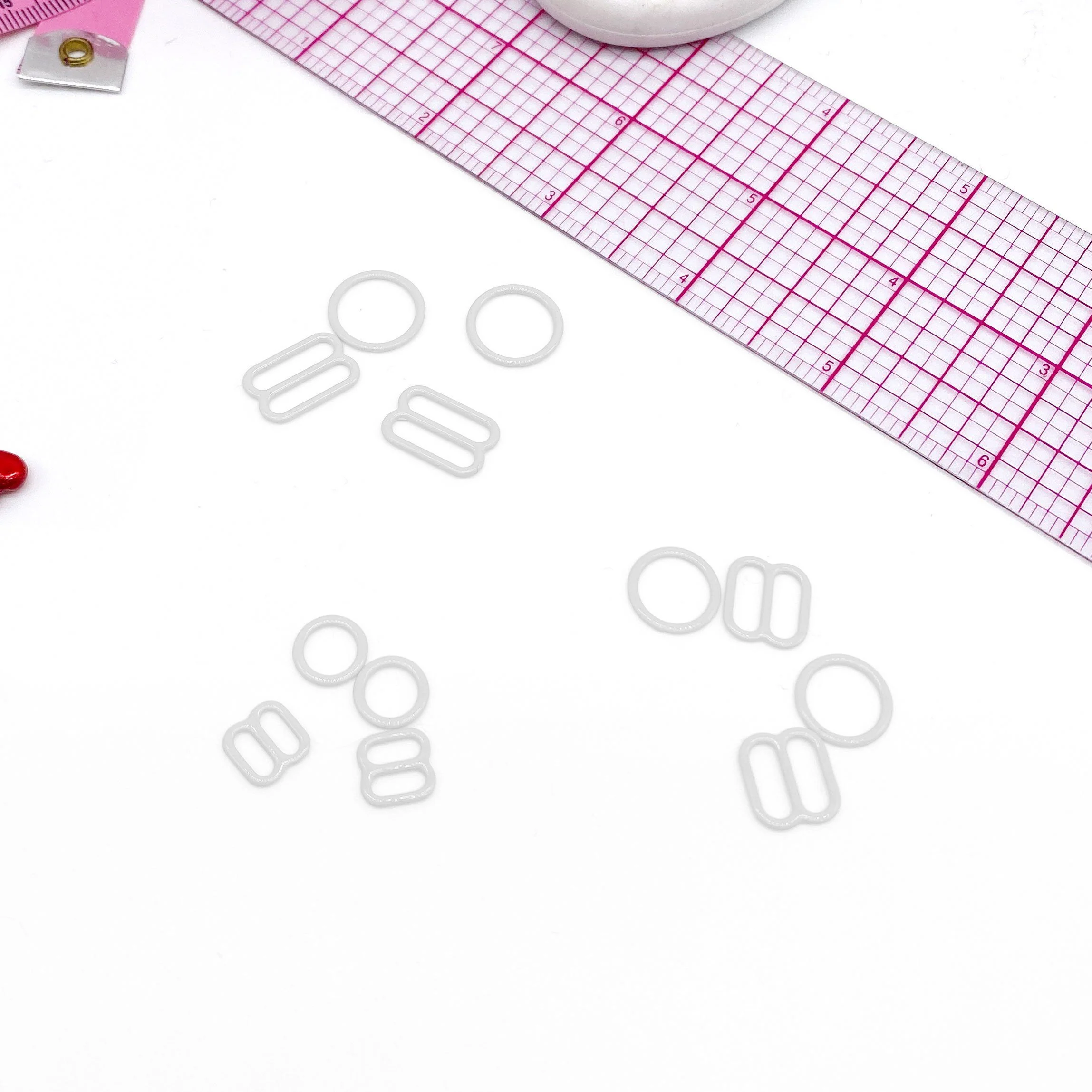 CLEARANCE- 5 Pair of Rings OR Sliders White Enamel for Bra making or Swimwear - 1/4"/6mm, 3/8"/10mm, 1/2"/12mm - Image 3