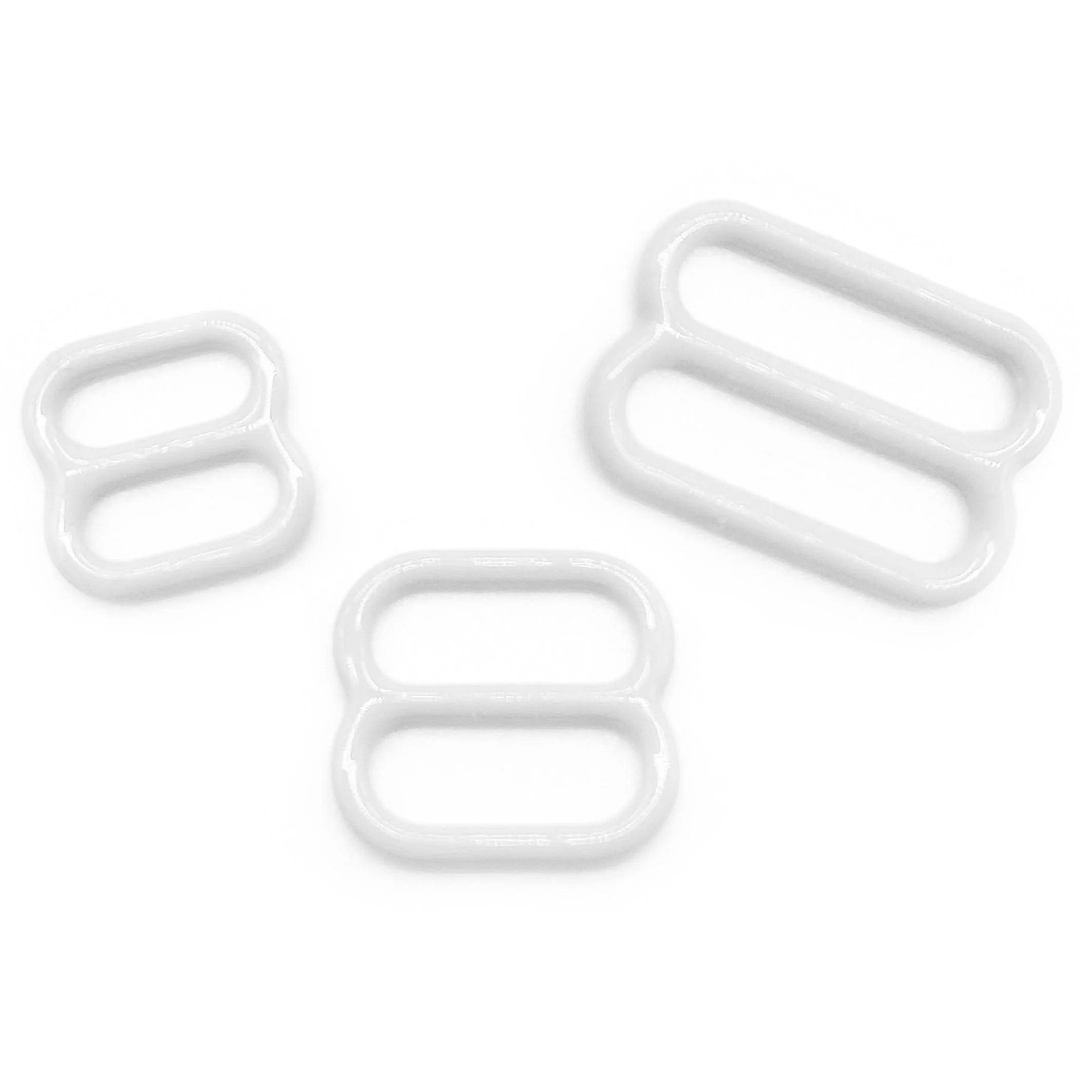 CLEARANCE- 5 Pair of Rings OR Sliders White Enamel for Bra making or Swimwear - 1/4"/6mm, 3/8"/10mm, 1/2"/12mm - Image 5