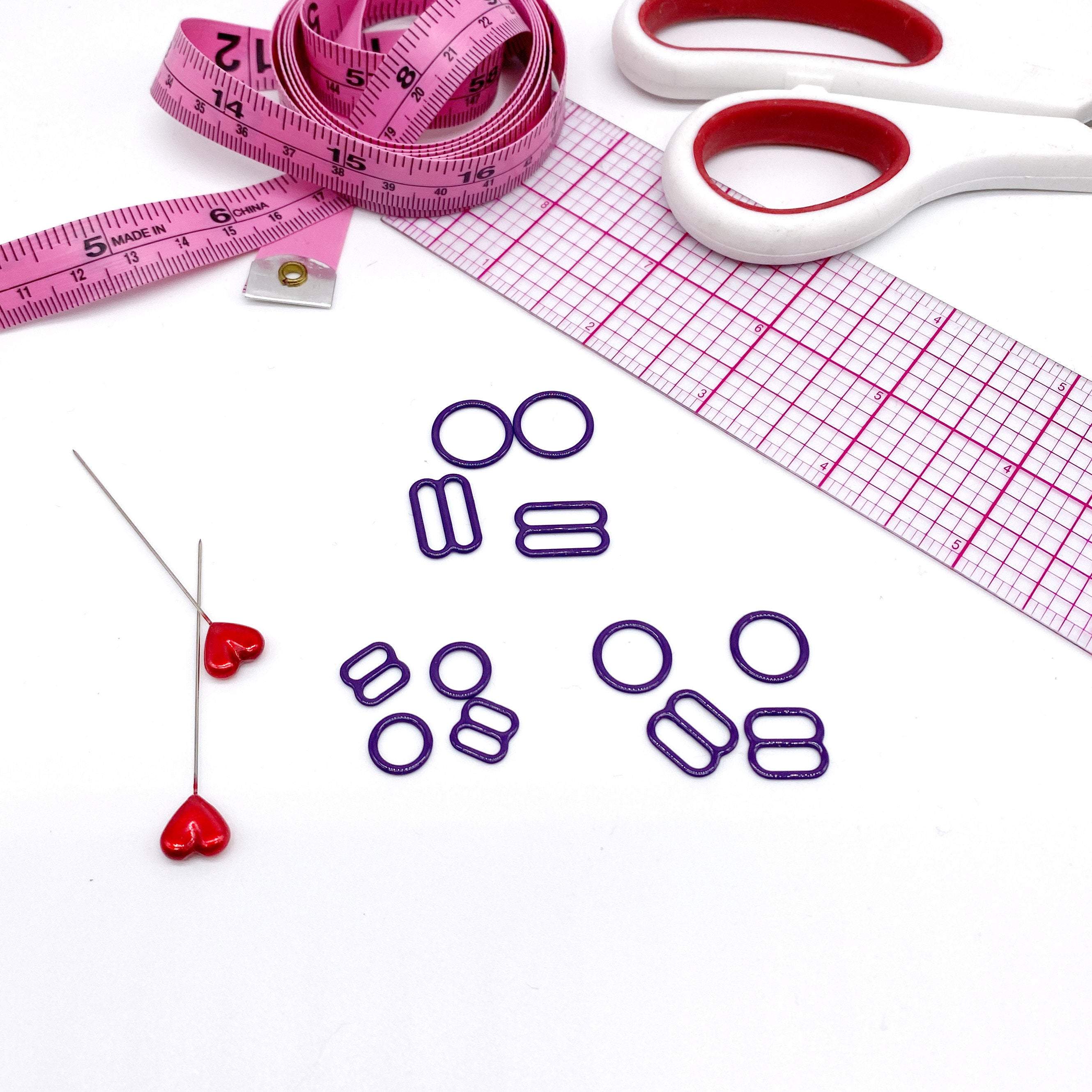 CLEARANCE- 5 Pair of Rings OR Sliders Bra Strap Sliders in Jewel Purple for Bra making or Swimwear - 1/4"/6mm, 3/8"/10mm, 1/2"/12mm - Image 3