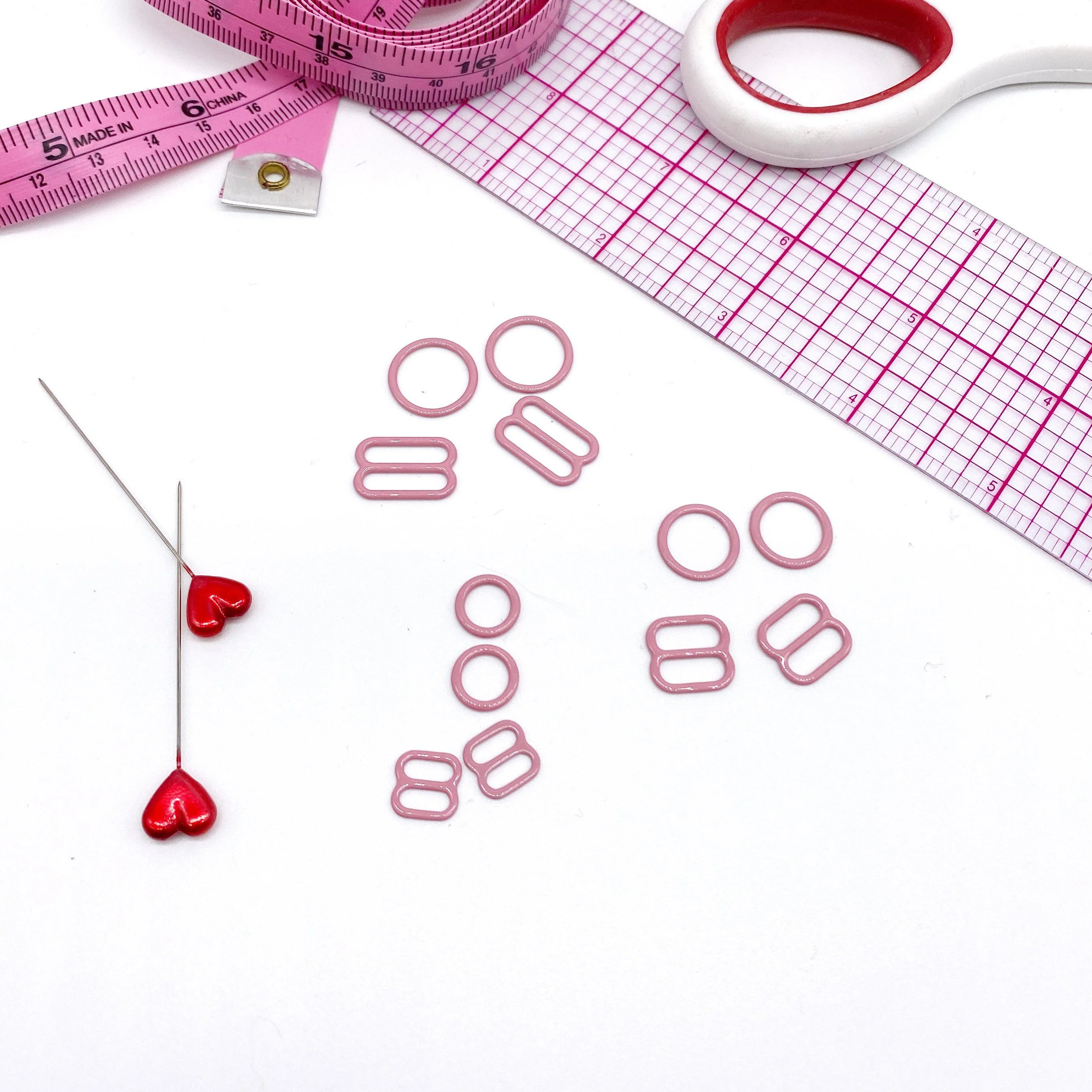 CLEARANCE- 5 Pair of Rings OR Sliders Bra Strap Sliders in Dusty Pink for Bra making or Swimwear - 1/4"/6mm, 3/8"/10mm, 1/2"/12mm - Image 3