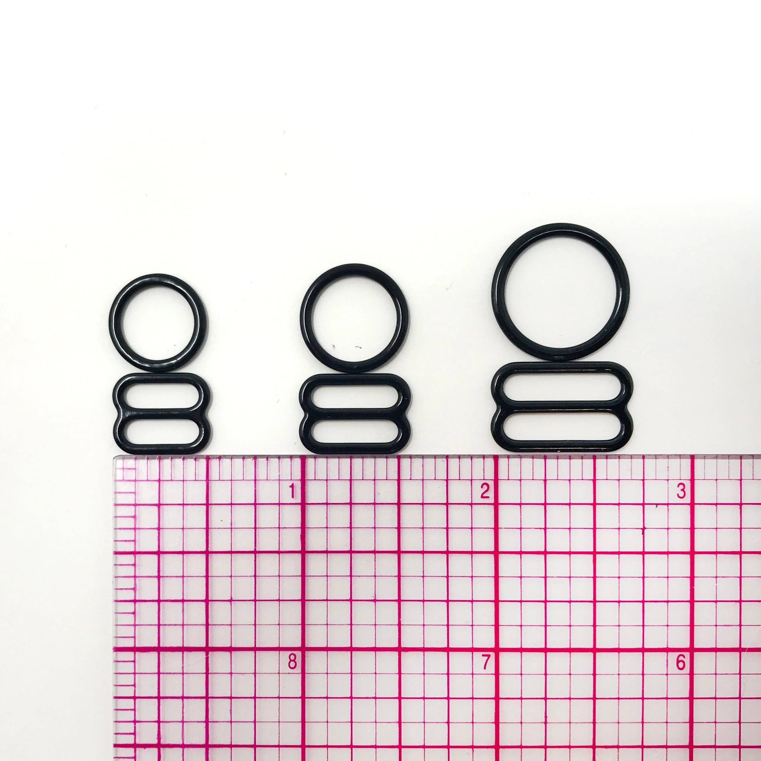 Set of 2 Rings OR 2 Sliders Bra Strap Sliders in Black- 3/8" (10mm), 1/2" (12mm), 5/8" (15mm), 1/4" (6mm) - Image 4