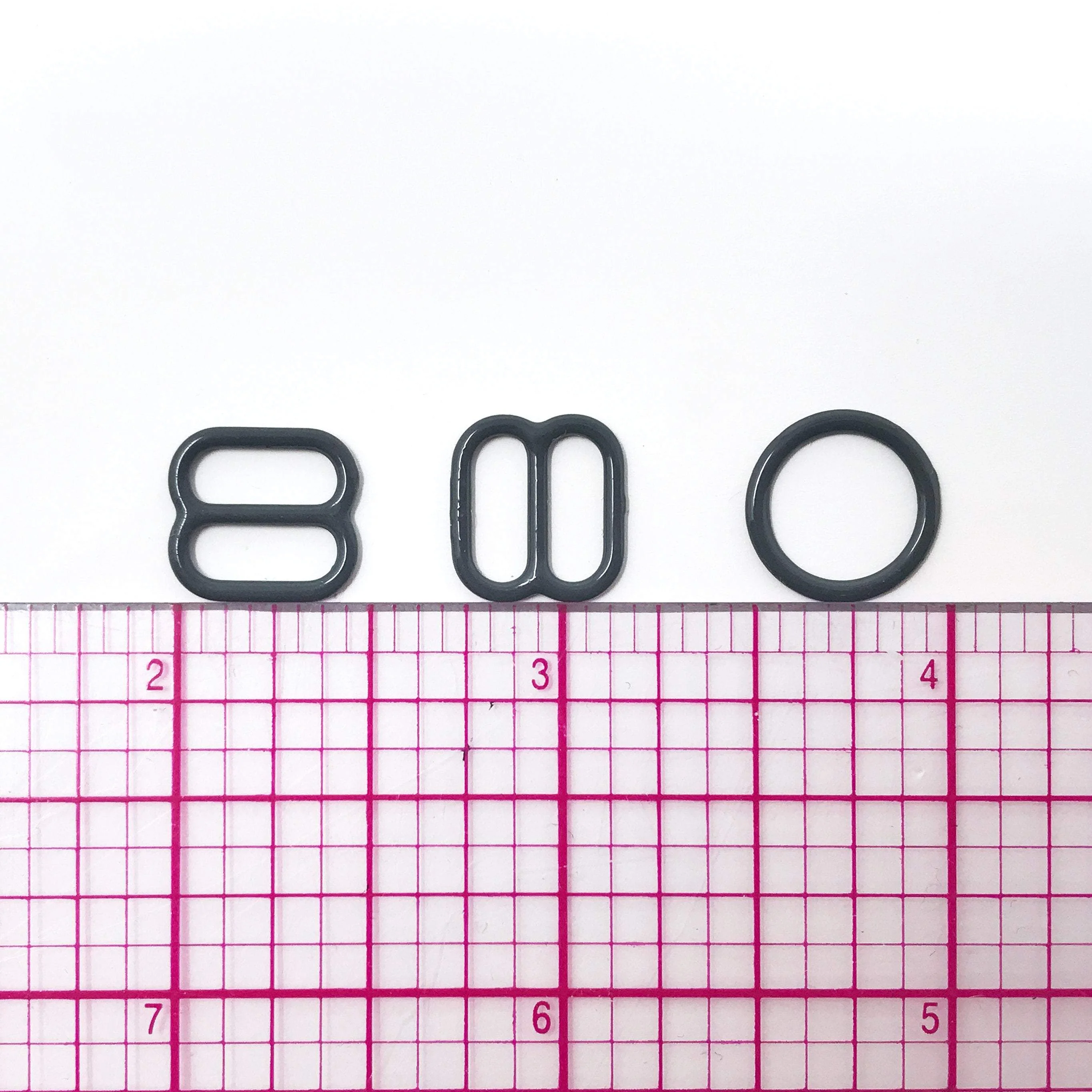 Set of 2 Rings OR 2 Sliders Bra Strap Sliders in Charcoal Grey- 3/8" (10mm) - Image 4