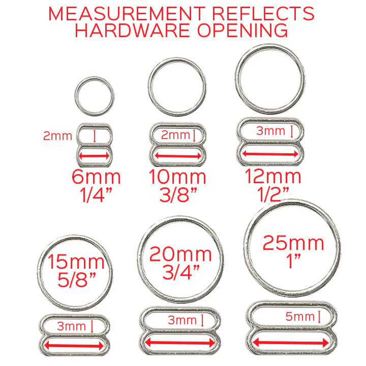 Set of 2 Rings OR 2 Sliders in Gold– 1/4" (6mm), 3/8" (10mm), 1/2" (12mm), 5/8" (15mm), 3/4" (20mm), 1" (25mm) - Image 3