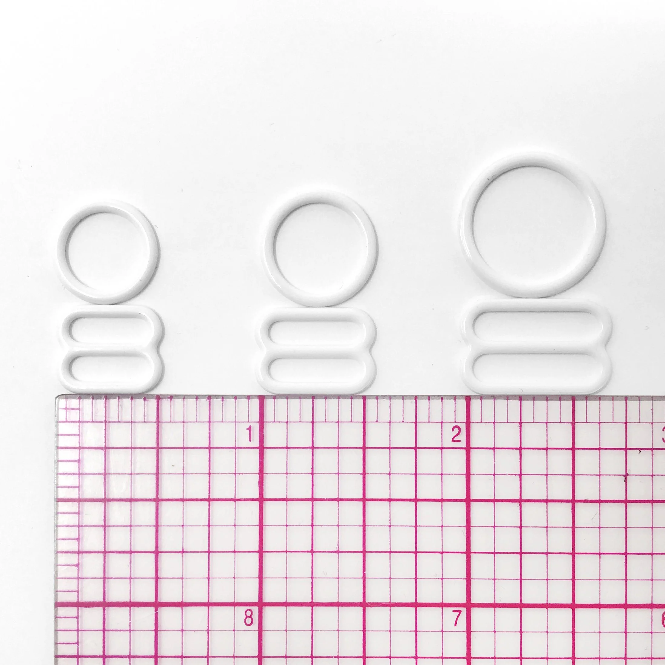 Set of 2 Rings OR 2 Sliders Bra Strap Sliders in White 3/8" (10mm), 1/2" (12mm), 5/8" (15mm) - Image 4