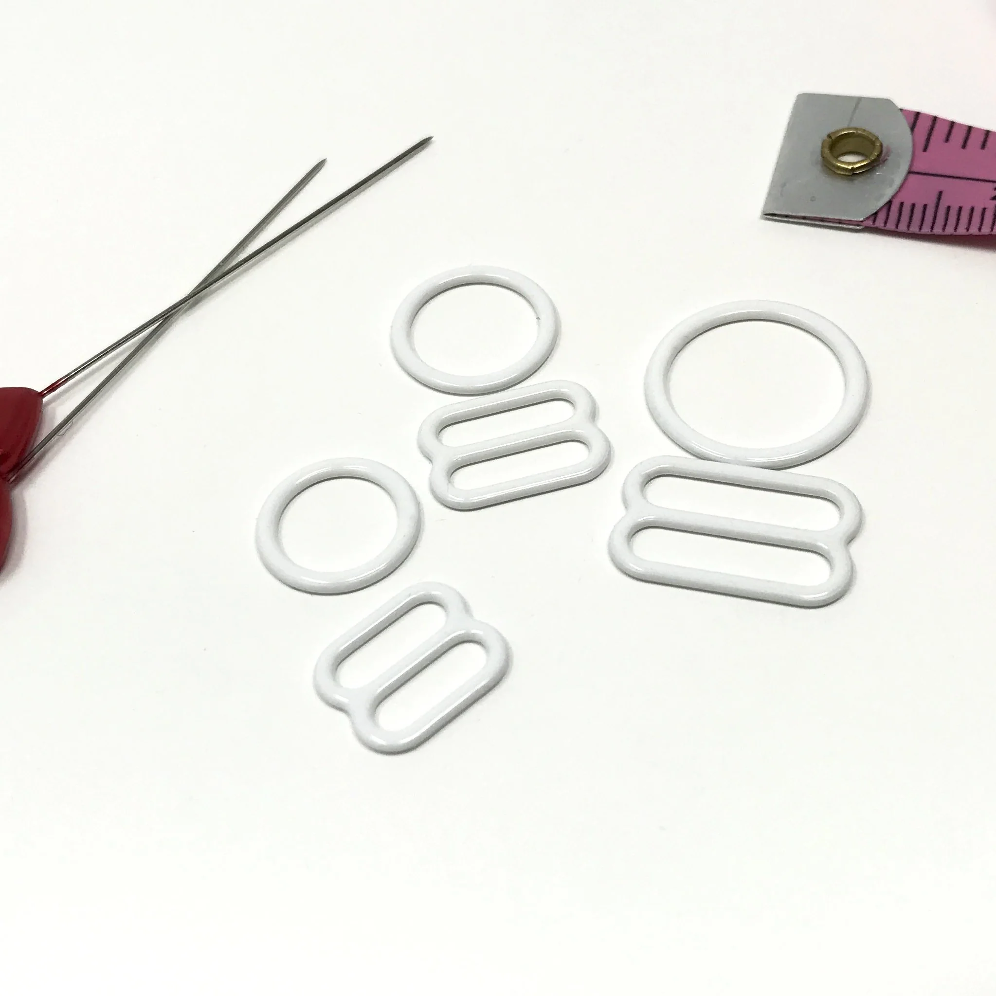 Set of 2 Rings OR 2 Sliders Bra Strap Sliders in White 3/8" (10mm), 1/2" (12mm), 5/8" (15mm) - Image 5