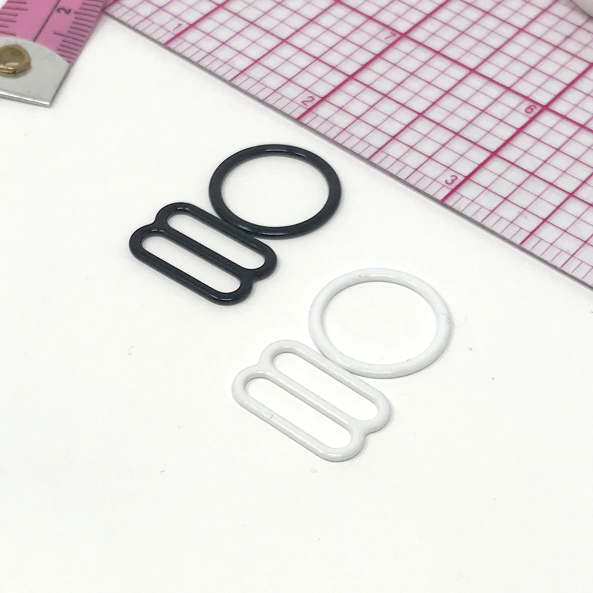 Set of 2 Rings OR 2 Sliders Bra Strap Sliders in White 3/8" (10mm), 1/2" (12mm), 5/8" (15mm) - Image 7