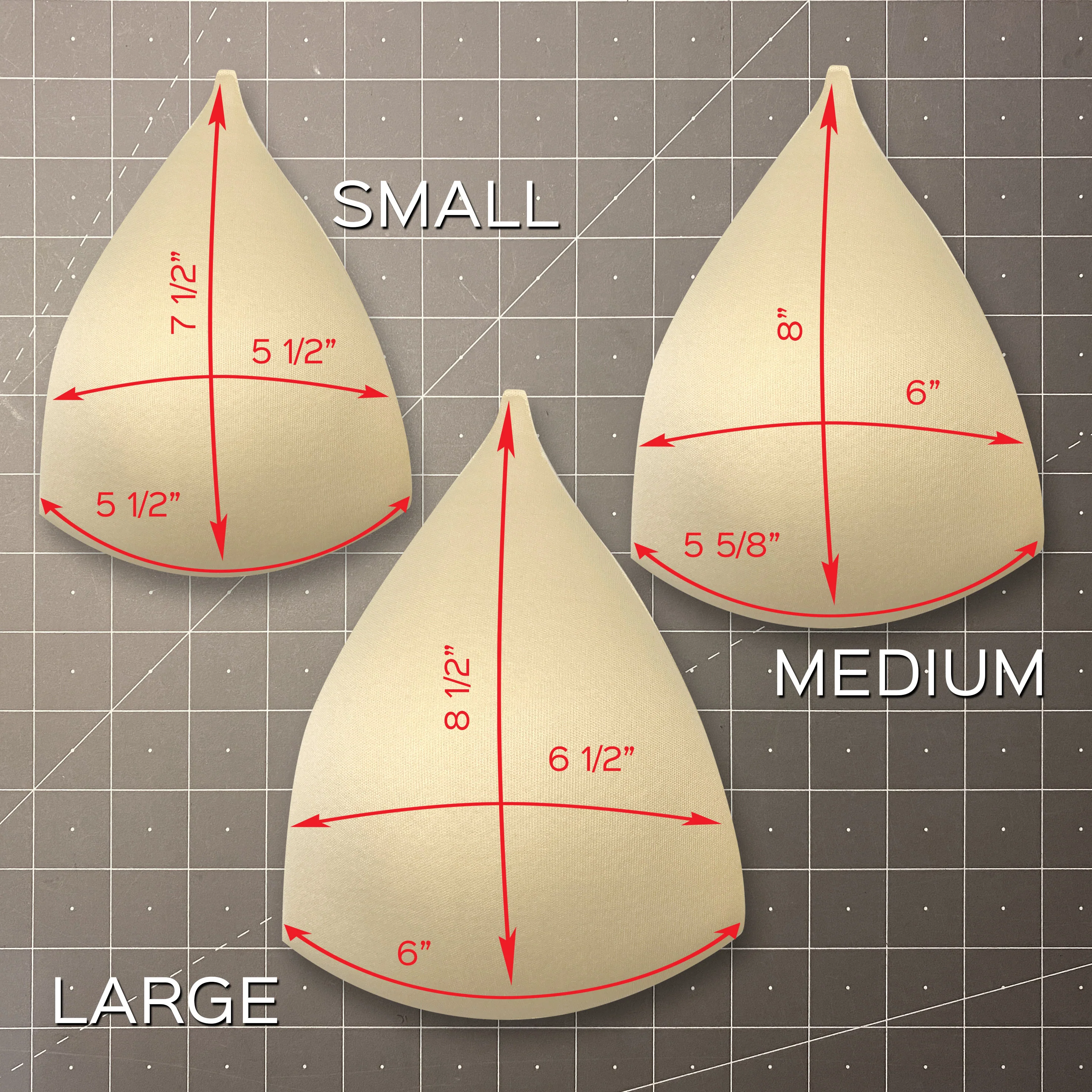 Thin Padding Long Triangle Bra Cups- Sizes in Small, Medium and Large - Image 4